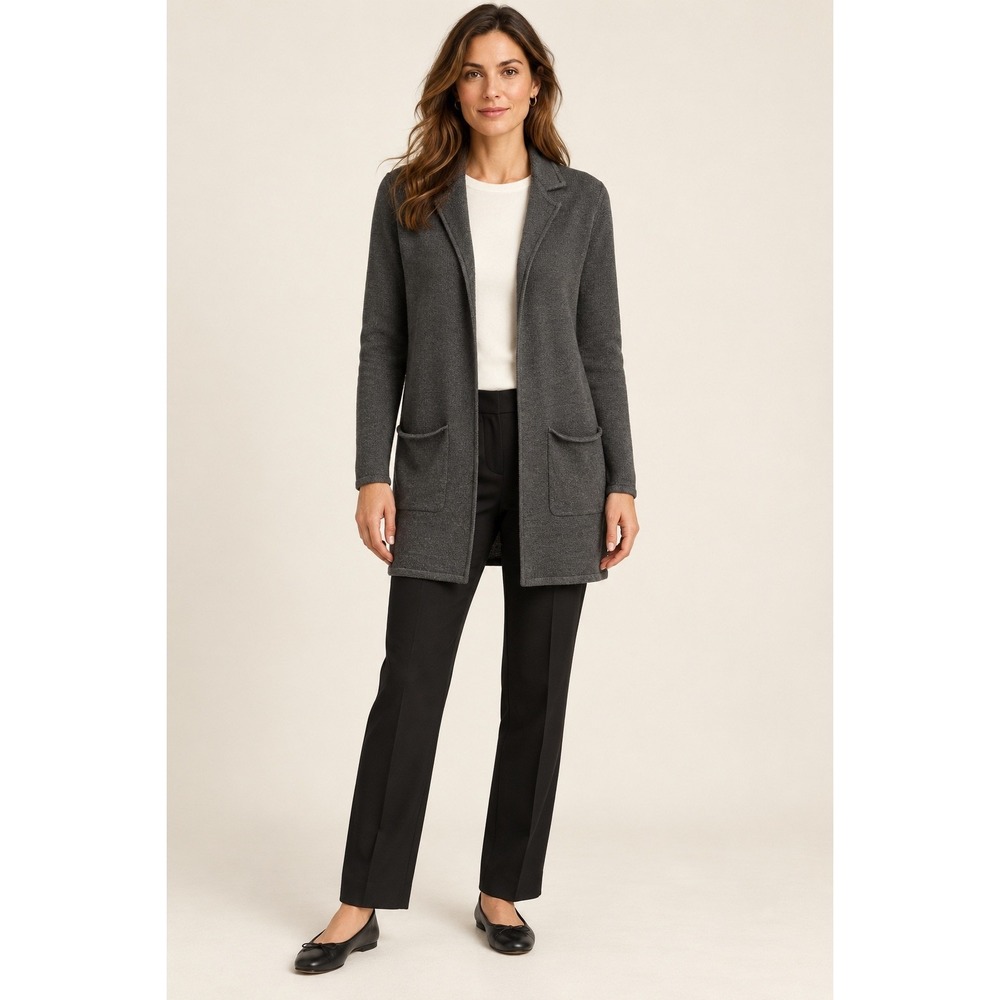 Banana Republic Women Cardigan Sweater XS Grey Longline Open Front Career Knit
